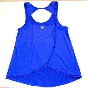 American Eagle Athletic Open Back Cross Cut-Out Ruffle Racer Back - Size…